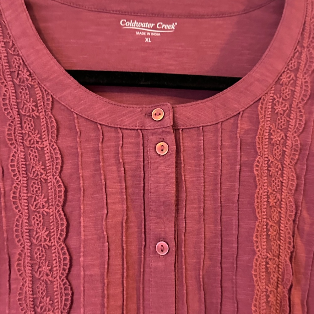 Coldwater Creek Longsleeve Blouse Lace Trim XL